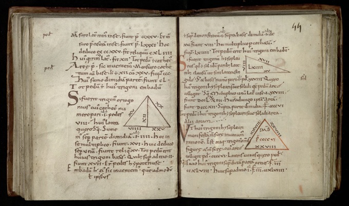 an old book showing ancient latin and diagrams